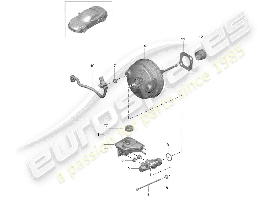 porsche 2014 (981 boxster) brake master cylinder parts diagram