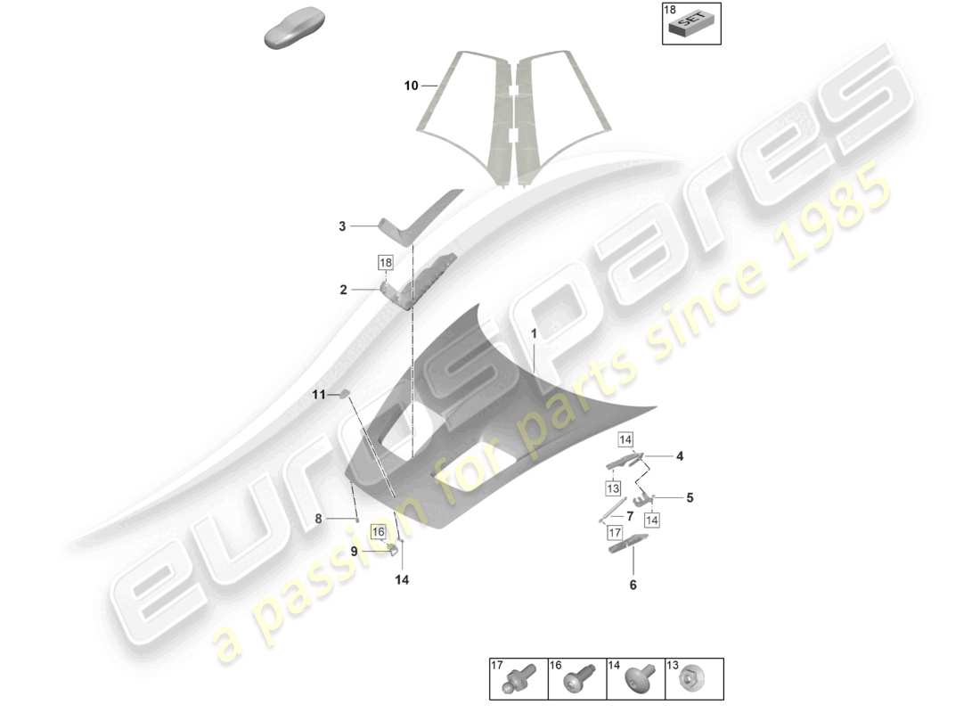 porsche 2024 (992-2 gt3/rs/st) bonnet gt3rs part diagram
