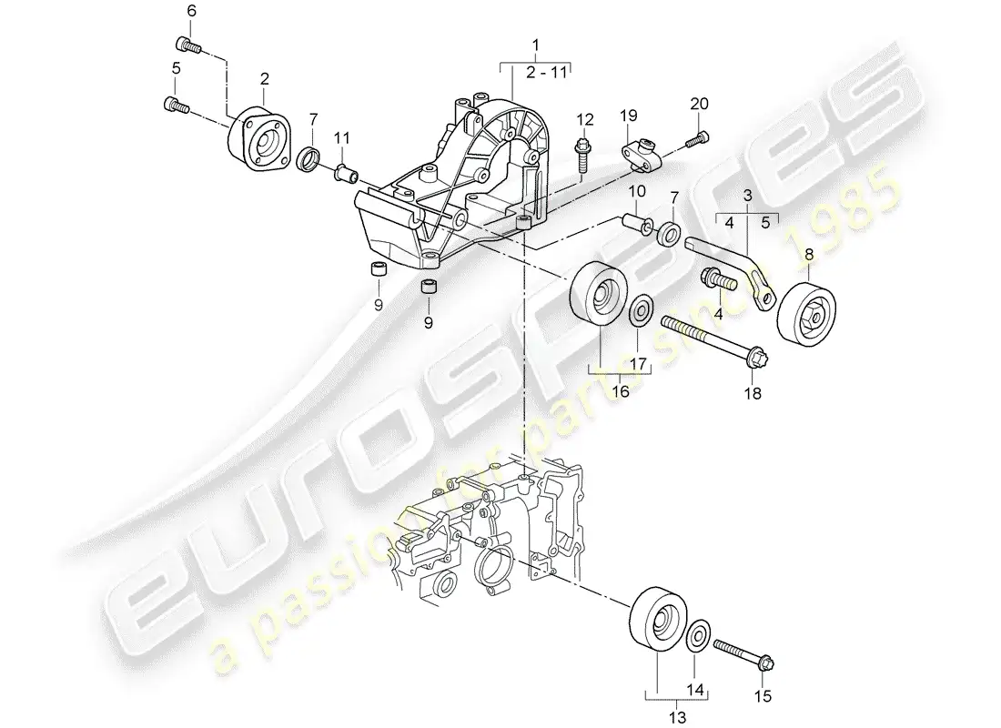 porsche 2008 (997-1) belt tensioner parts diagram