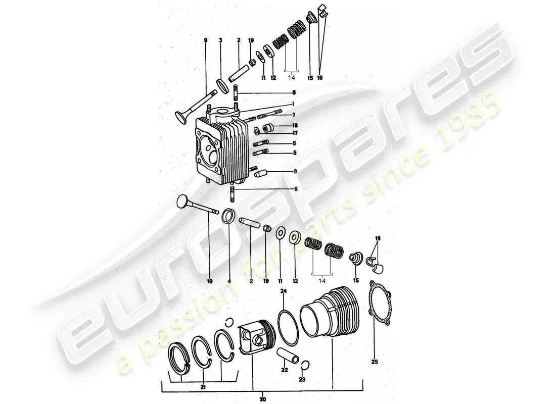 porsche 1976 (911 turbo) cylinder head parts diagram