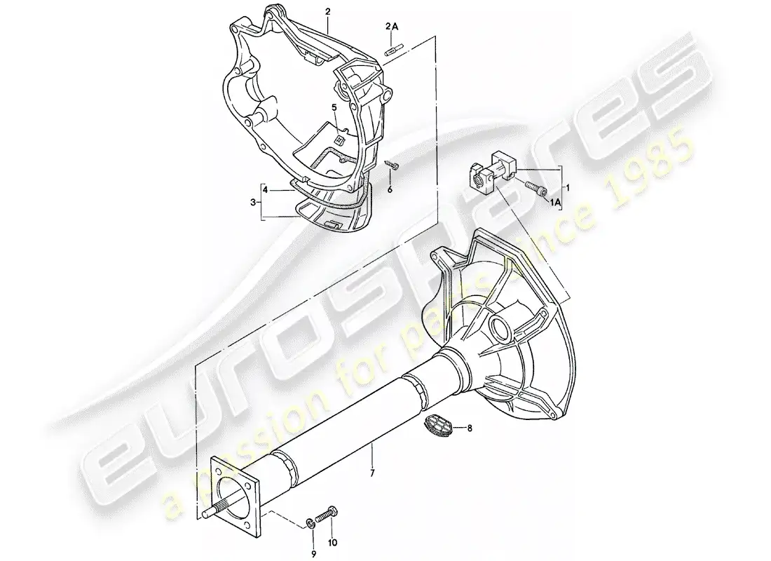 porsche 1980 (924) central tube - manual gearbox - vq vr uv md me mf parts diagram