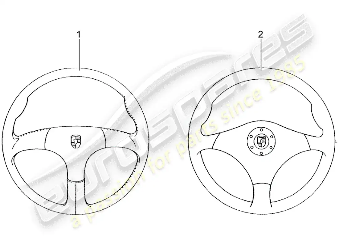 porsche 1956 (accessories) sports steering wheel - without: - airbag parts diagram