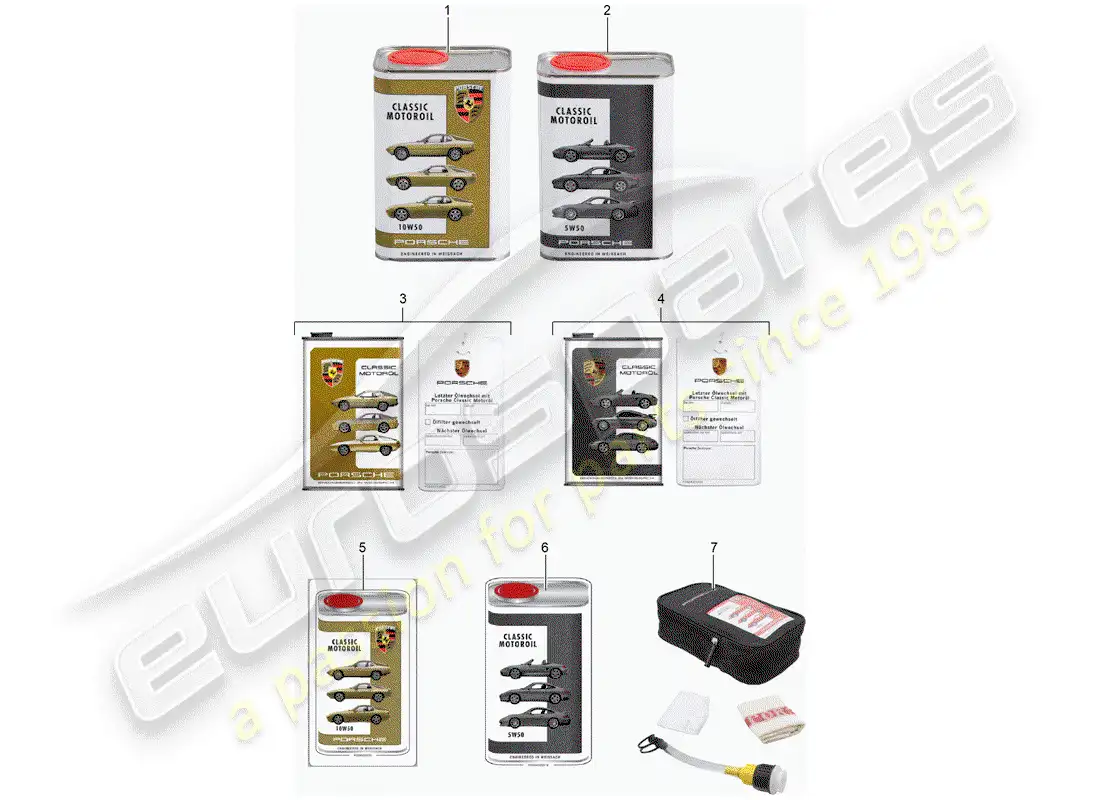porsche 2018 (accessories) engine oil - porsche classic - 1976-2005 parts diagram