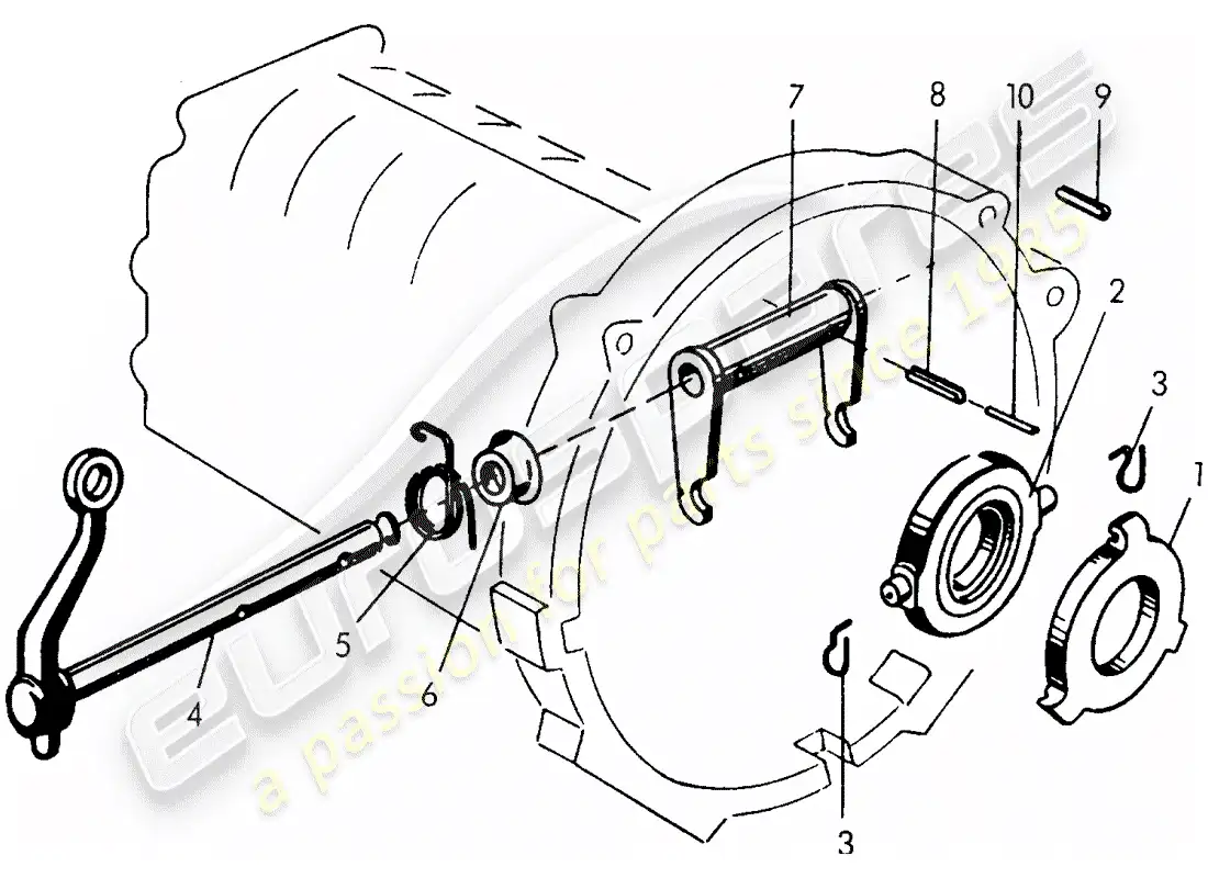 porsche 1954 (356/356a) clutch release - for - tunnel - transmission - g 11 001 >> 25 000 - - m 90 501 >> 91 000 parts diagram