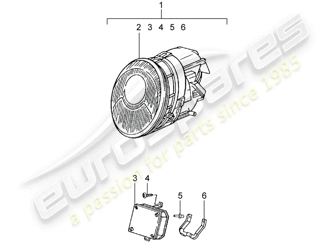 porsche 1956 (accessories) headlamp - litronic - technical information - 911(993) - 9415 - attention part diagram