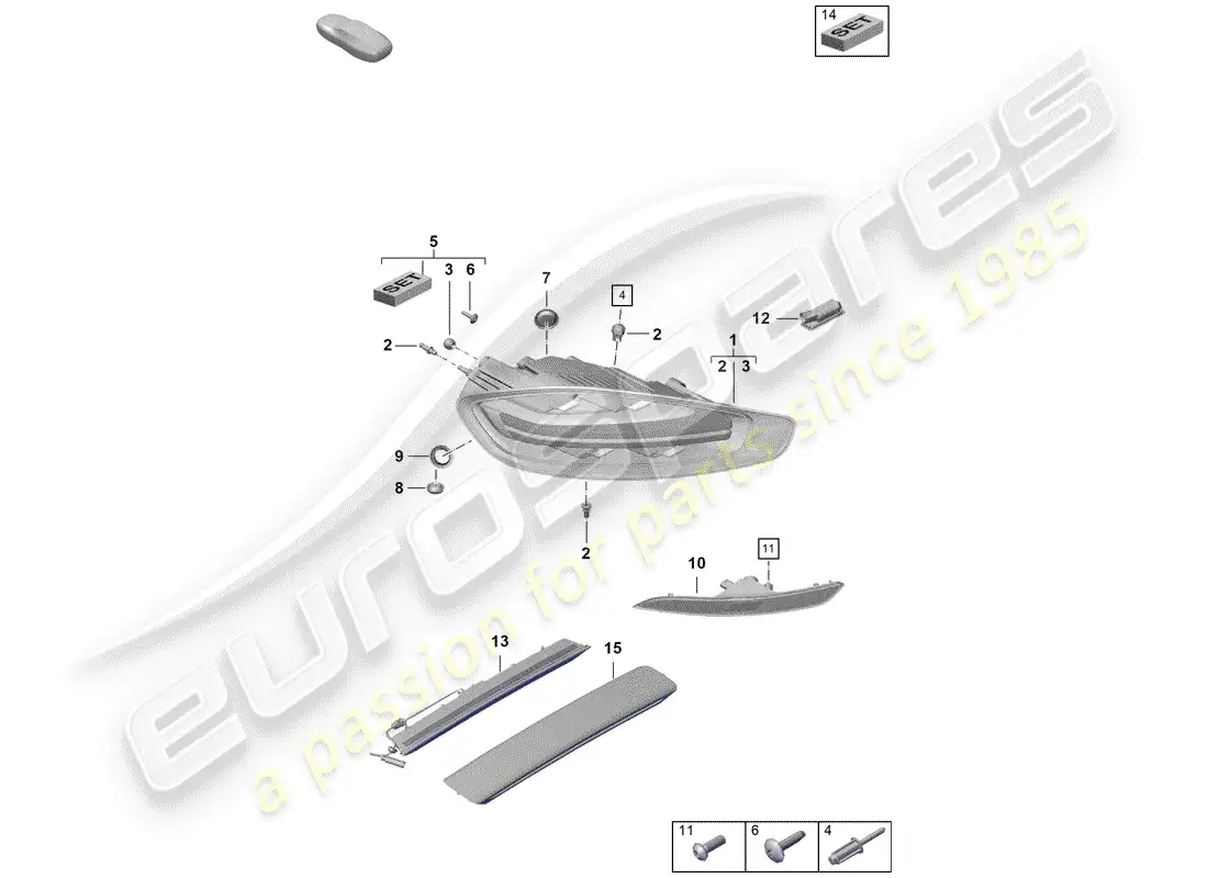 porsche 2019 (718 boxster spyder) rear light parts diagram