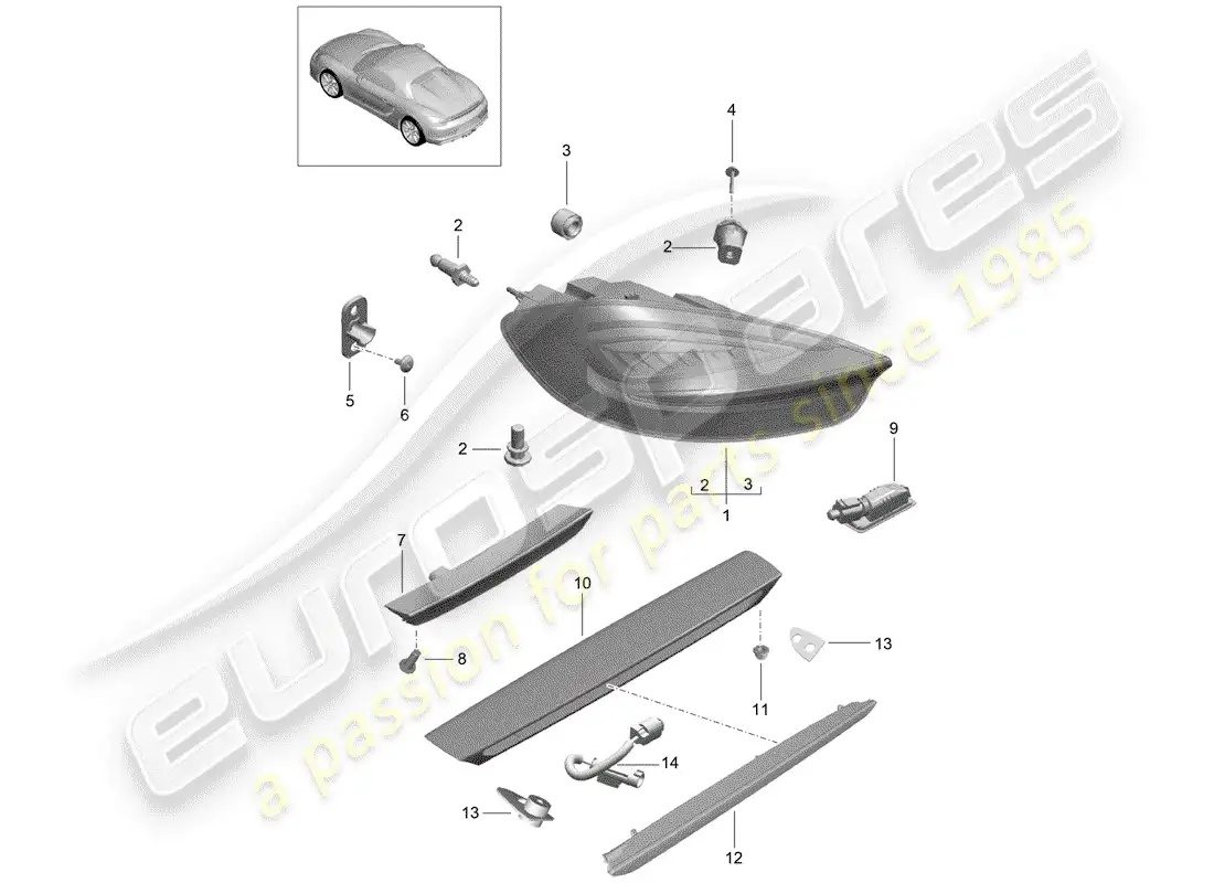 porsche 2016 (981 boxster spyder) rear light parts diagram