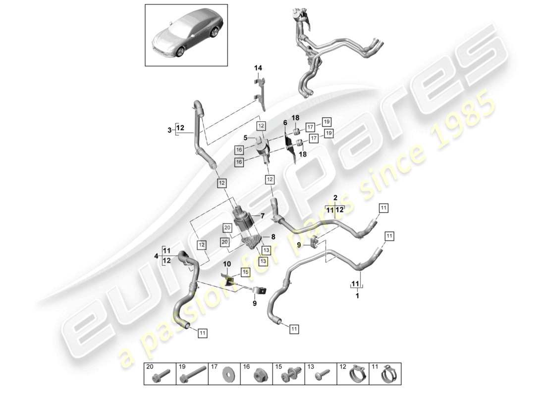 porsche 2021 (panamera 971-1) heater petrol parts diagram