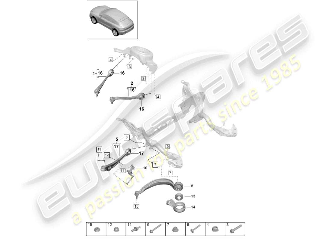 porsche 2021 (macan) wishbone guide level sensor parts diagram