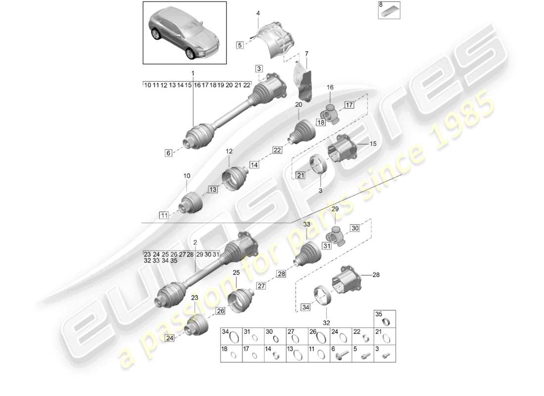 porsche 2021 (macan) drive shaft parts diagram
