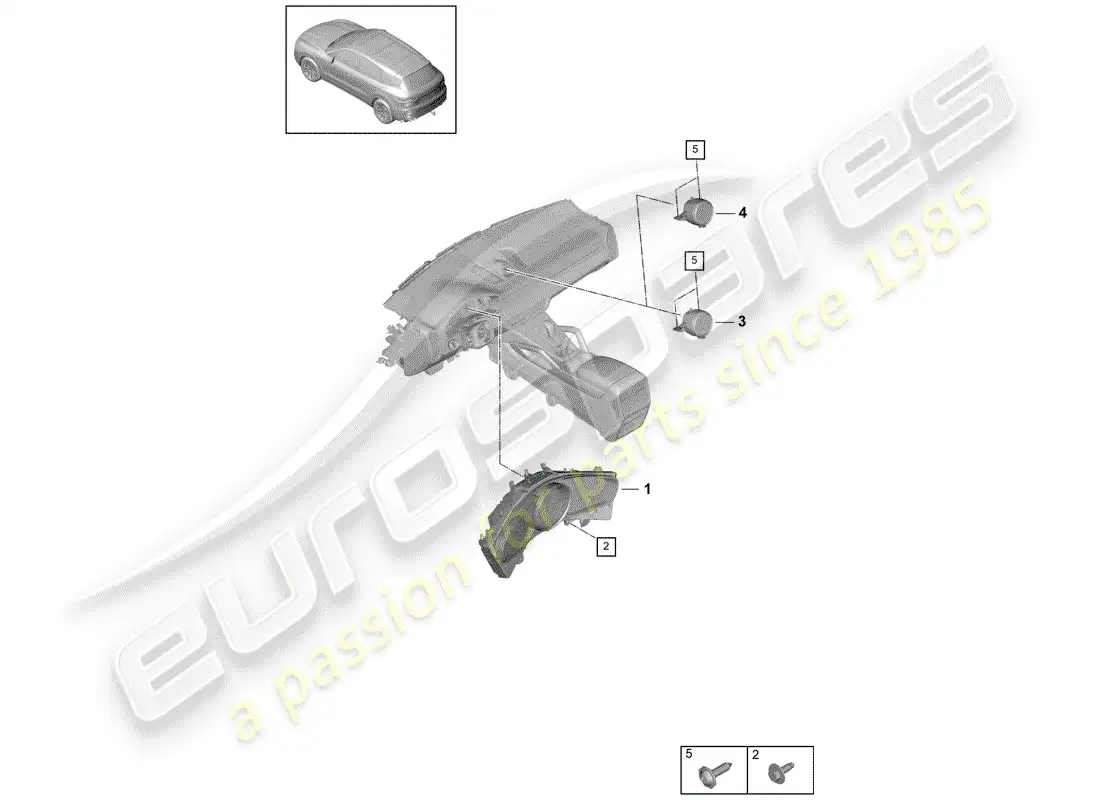 porsche 2019 (cayenne e3 9ya/9yb) instrument cluster parts diagram