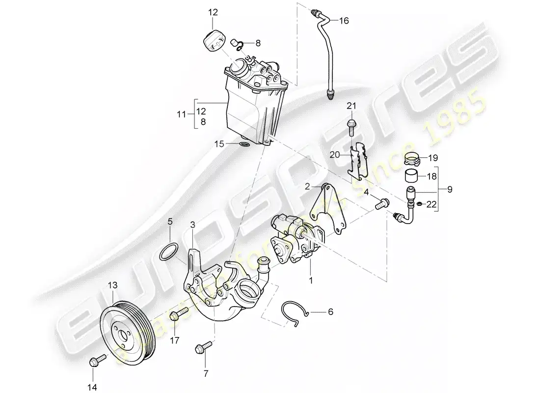 porsche 2007 (997-1 turbo / gt2) power steering parts diagram