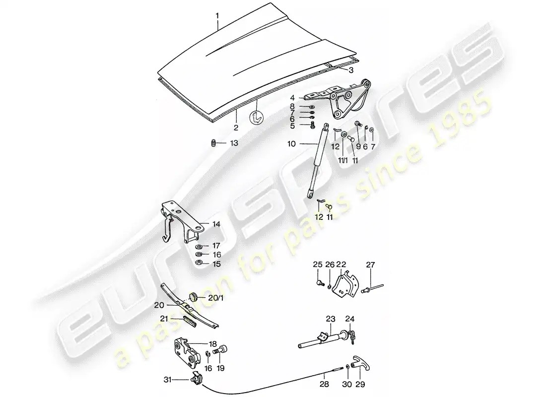 porsche 1976 (911) cover parts diagram
