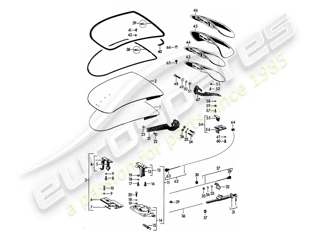 porsche 1963 (356b/356c) cover - - and - with installation parts - to fit use workshop material parts diagram