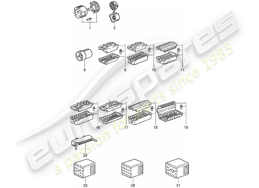 porsche 1971 (911) connector housing parts diagram