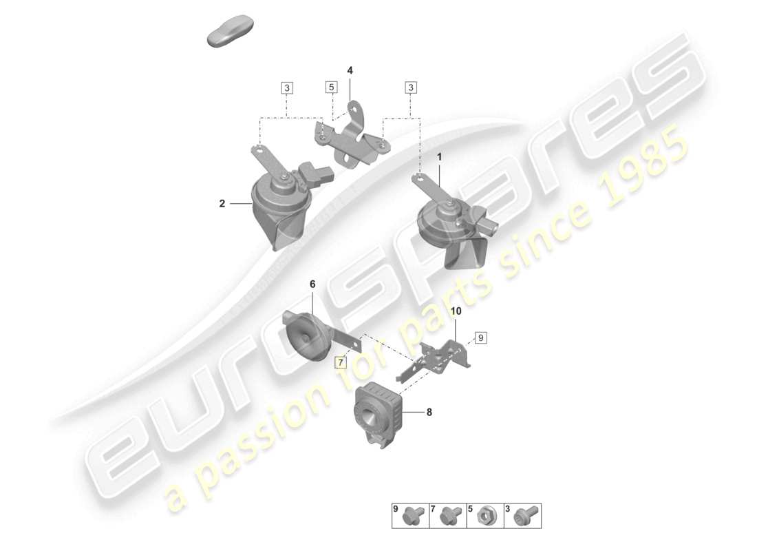 porsche 2021 (992-1 turbo / s) fanfare signal horn alarm system part diagram