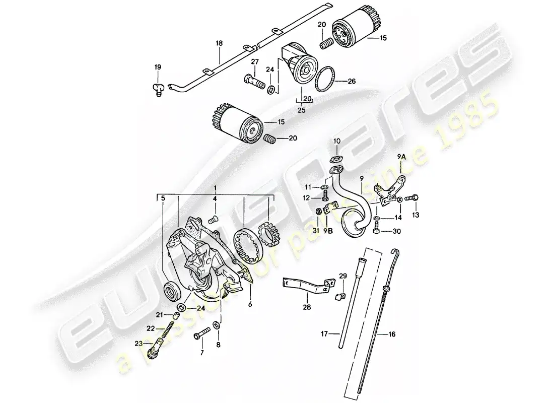 porsche 1982 (924) engine lubrication parts diagram