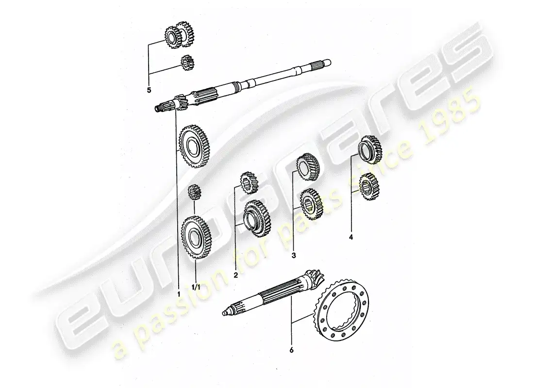 porsche 1977 (911 turbo) gear wheel sets - 4-speed parts diagram