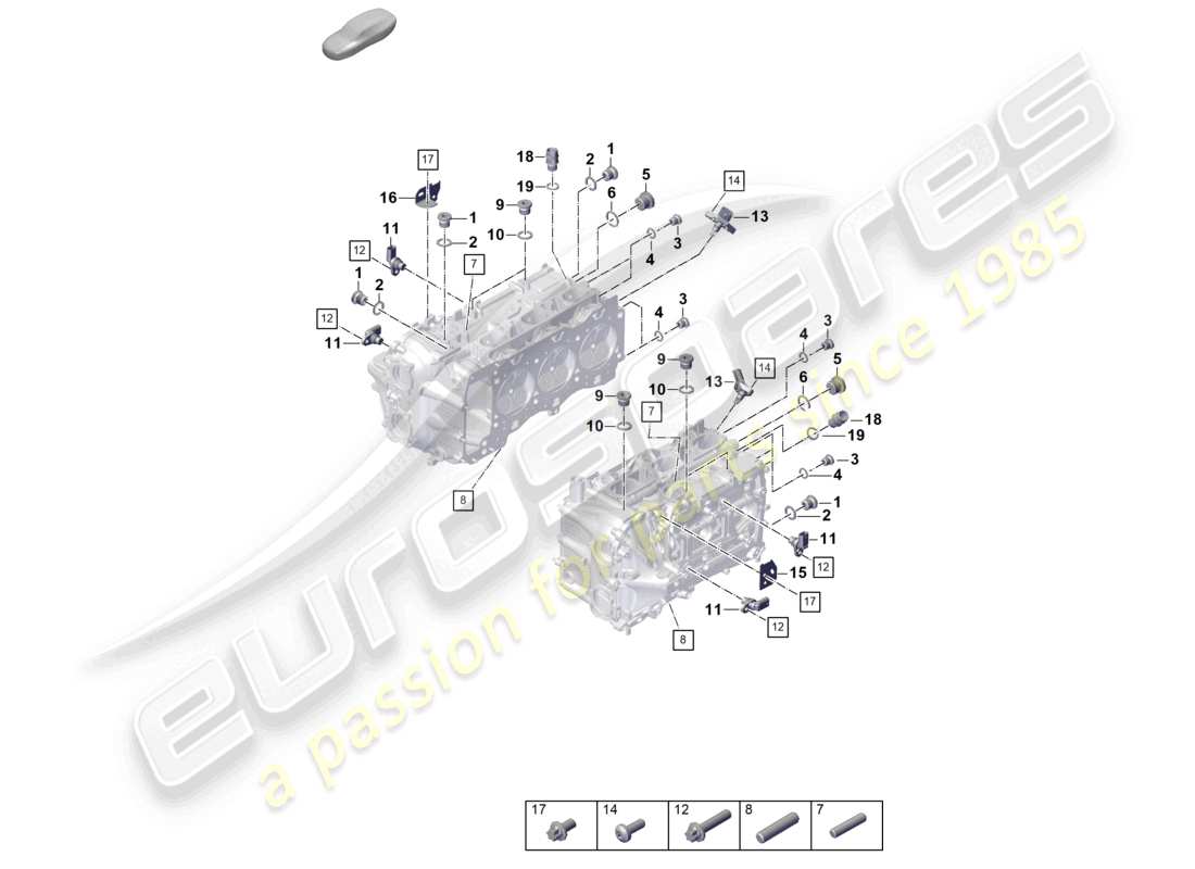 porsche 2021 (992-1 gt3/rs/st) cylinder head individual parts sealing plug sensors part diagram