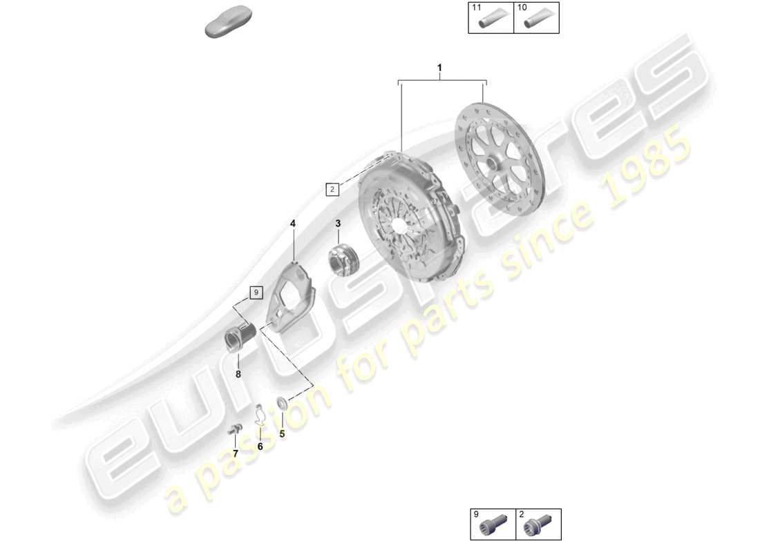 porsche 2021 (992-1 gt3/rs/st) manual gearbox coupling part diagram