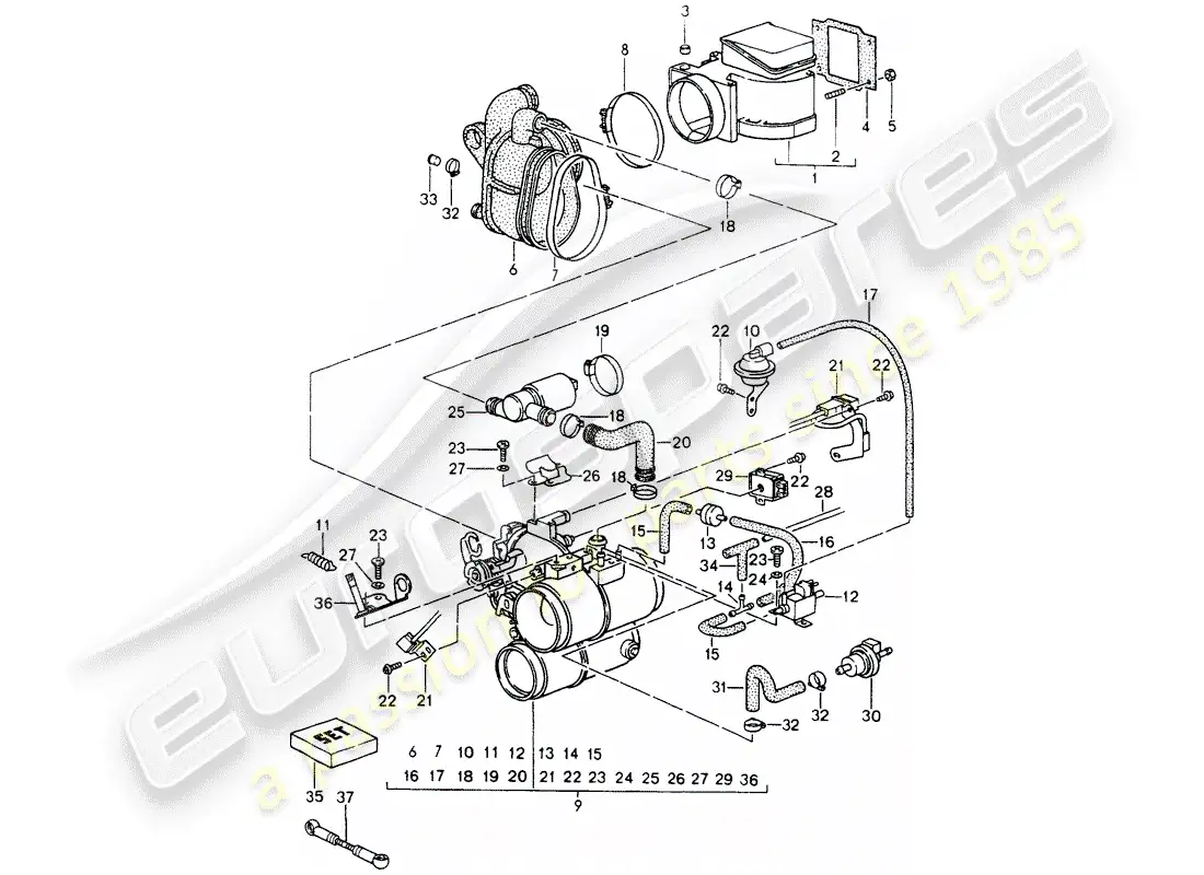 porsche 1990 (964) l-jetronic - flap-nozzle - intake housing - magnesium - see tpi - group 1 - nr. 26 parts diagram