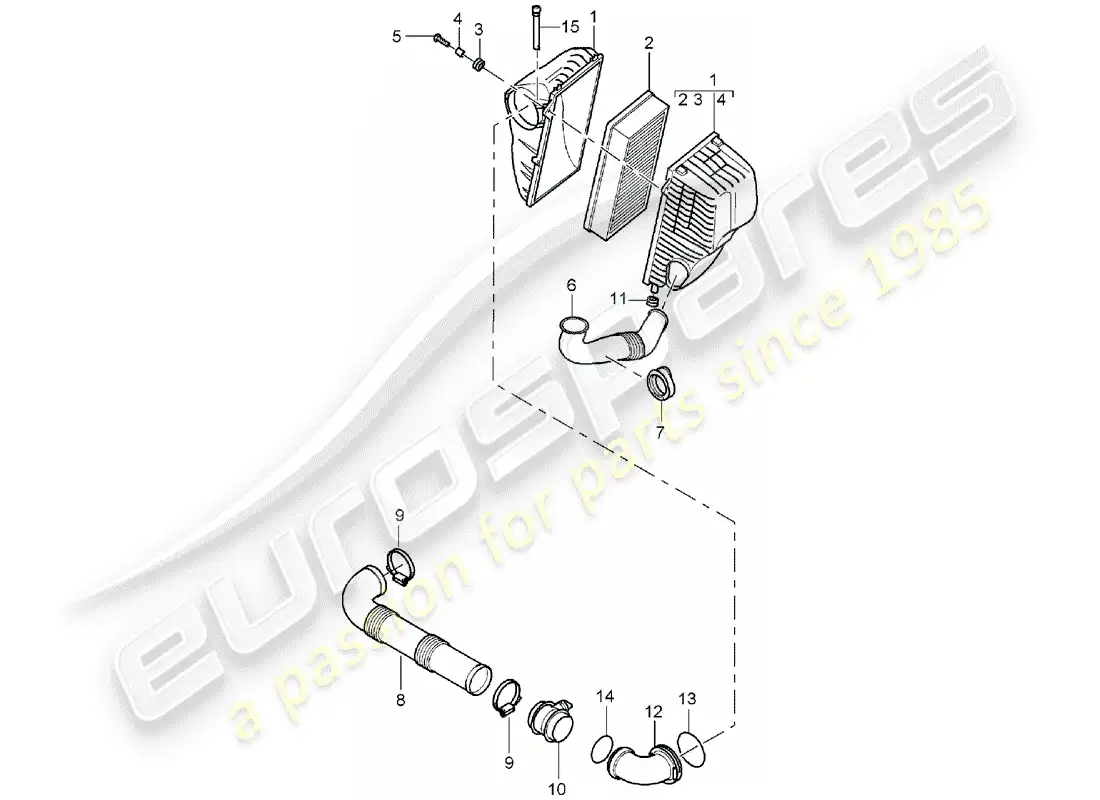 porsche 2005 (cayenne e1 9pa) air filter parts diagram