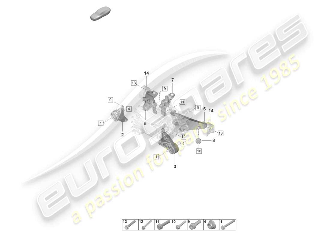 porsche 2020 (taycan 9j1-1) engine lifting tackle front axle part diagram
