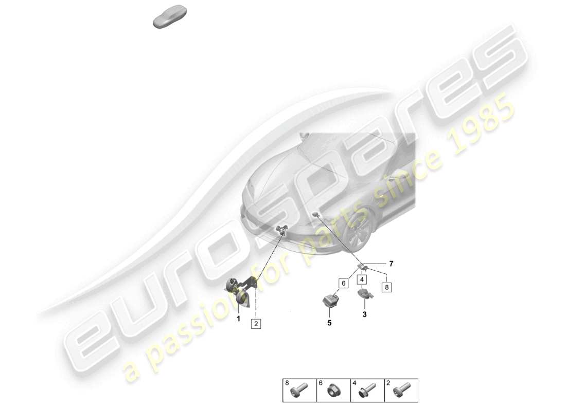 porsche 2026 (taycan 9j1-2) fanfare signal horn alarm system part diagram