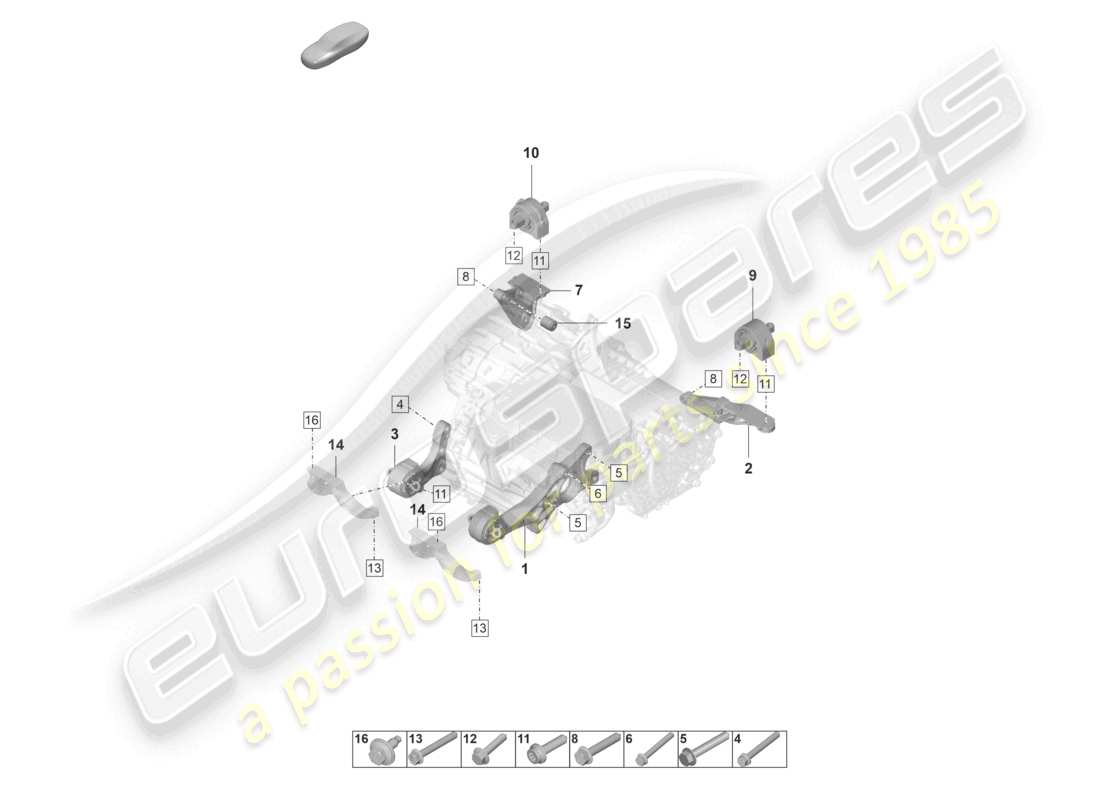 porsche 2021 (taycan 9j1-1) engine lifting tackle rear axle part diagram