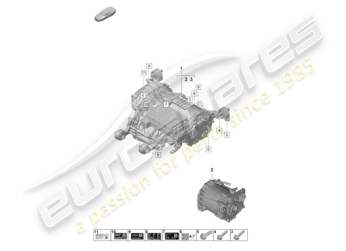 porsche 2020 (taycan 9j1-1) replacement engine traction motor for elec. drive rear axle part diagram