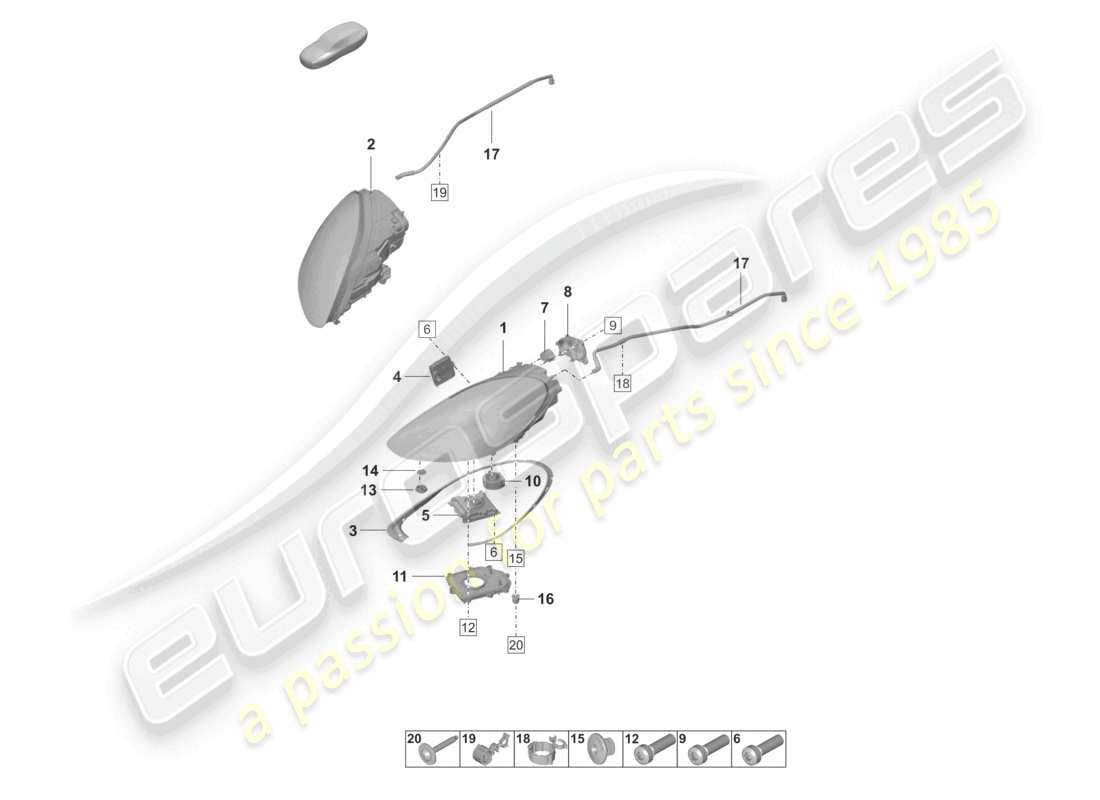 porsche 2022 (panamera 971-2) led headlight pdls+ part diagram