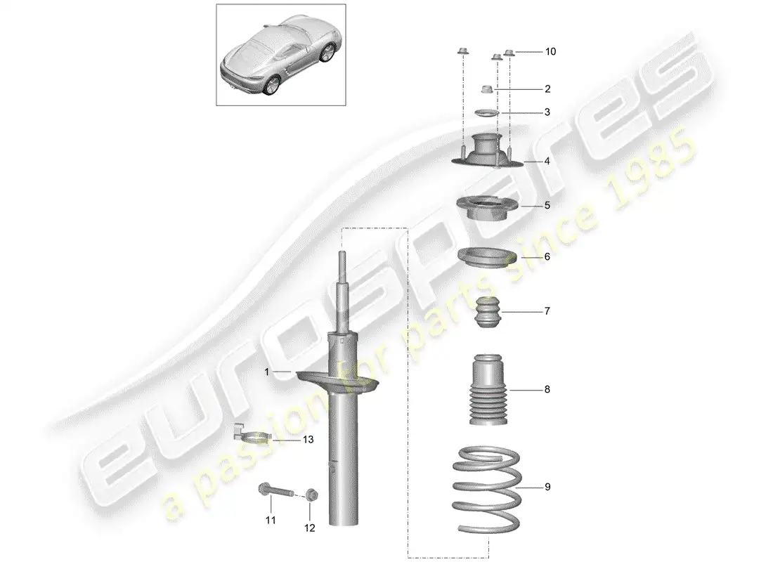 porsche 2020 (718 cayman) shock absorber parts diagram