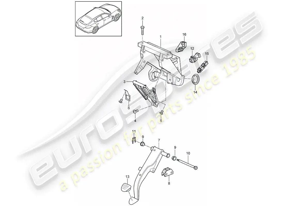 porsche 2016 (panamera 970) pedals parts diagram