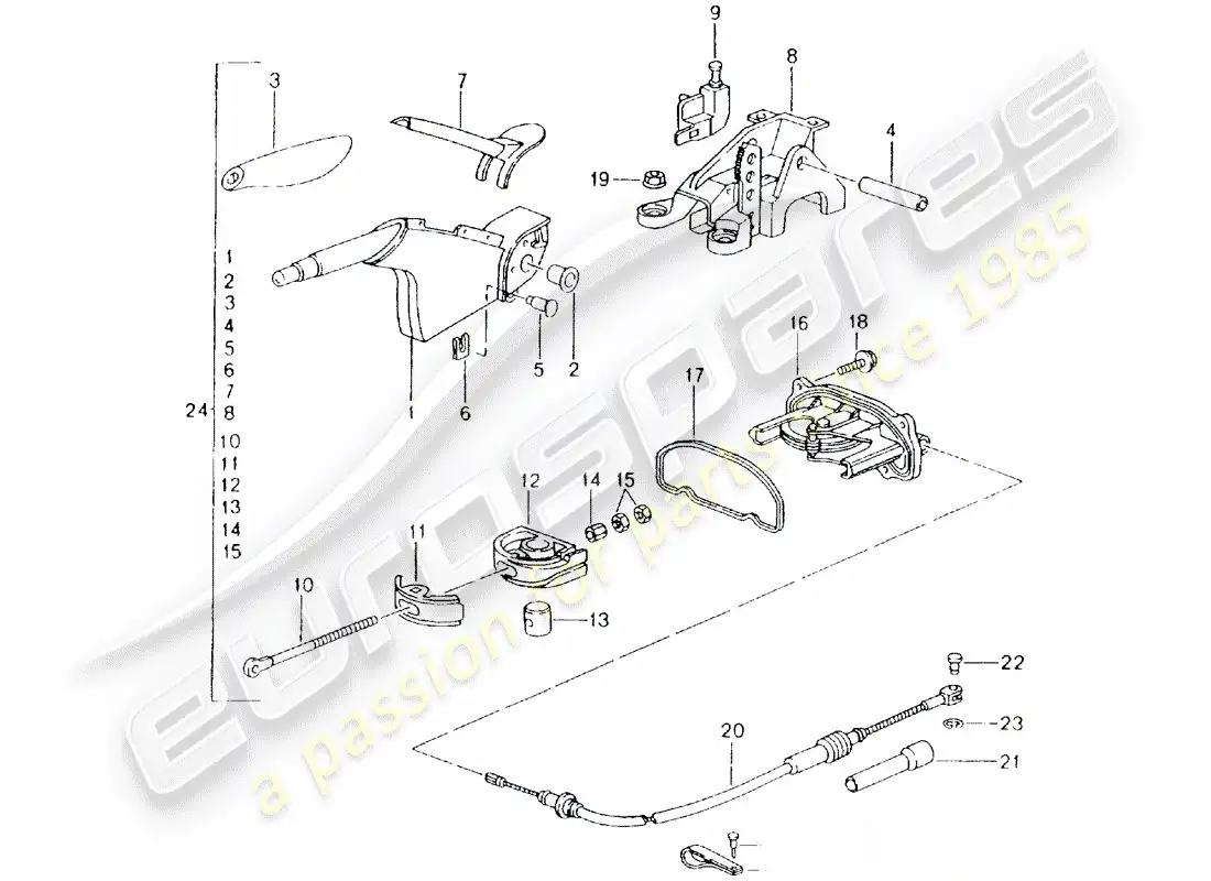 porsche 2002 (986 boxster) handbrake - hand brake lever parts diagram