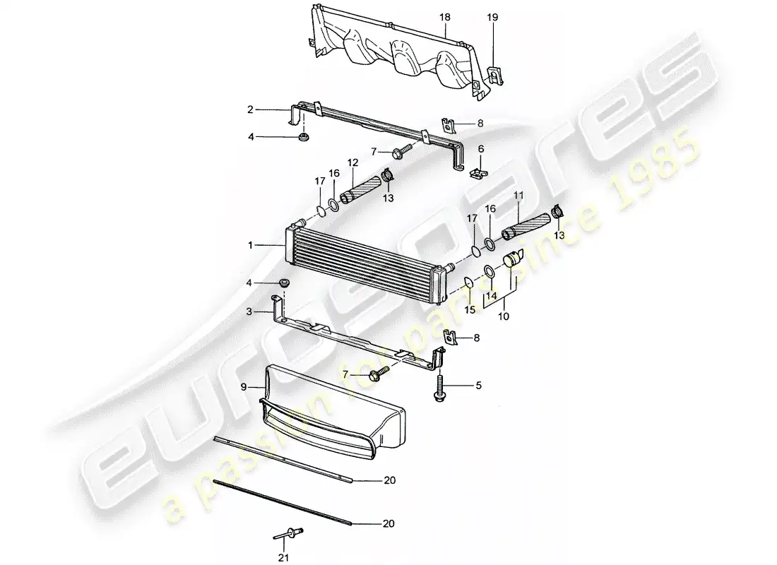 porsche 2001 (996 turbo / gt2) radiator parts diagram