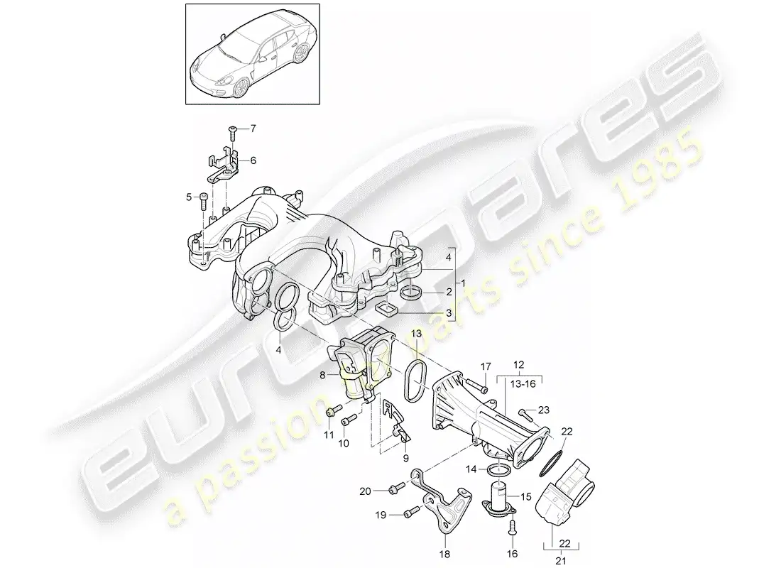 porsche 2012 (panamera 970) intake manifold parts diagram