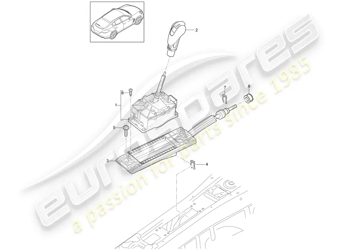 porsche 2012 (panamera 970) selector lever parts diagram