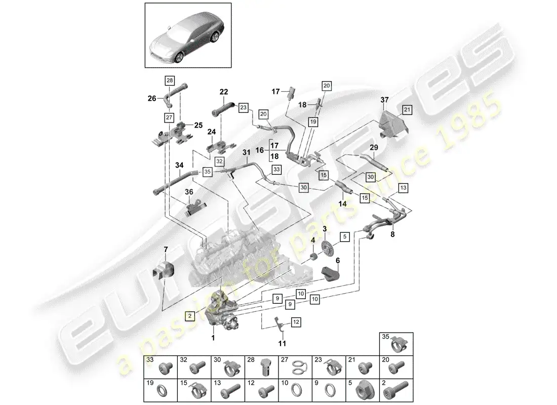 porsche 2018 (panamera 971-1) high pressure pump parts diagram