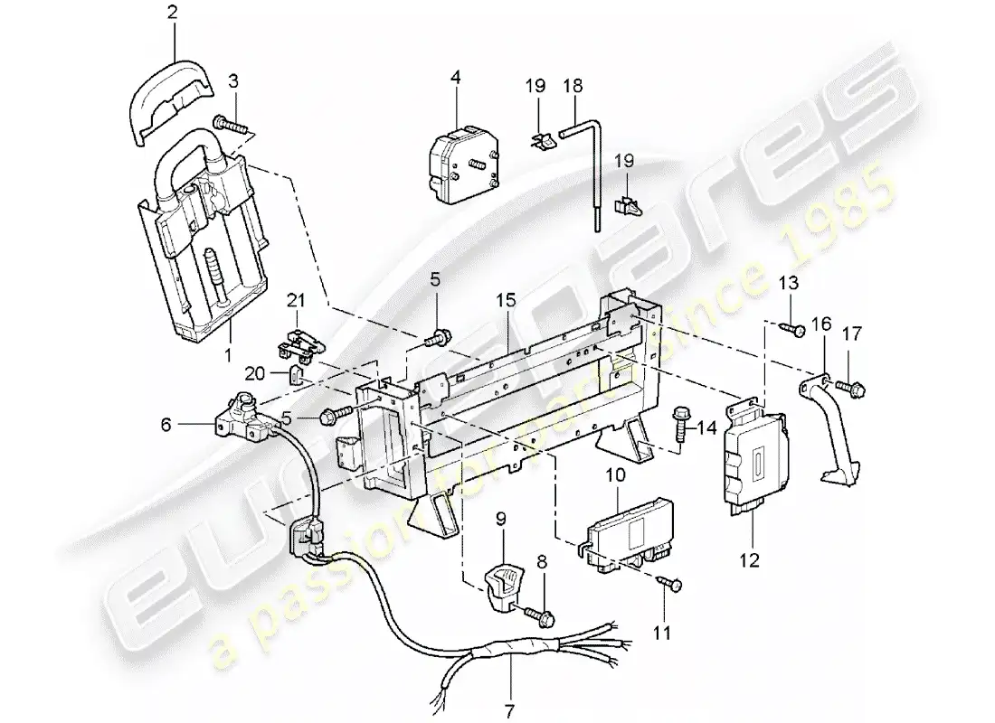 porsche 2001 (996 turbo / gt2) roll bar parts diagram