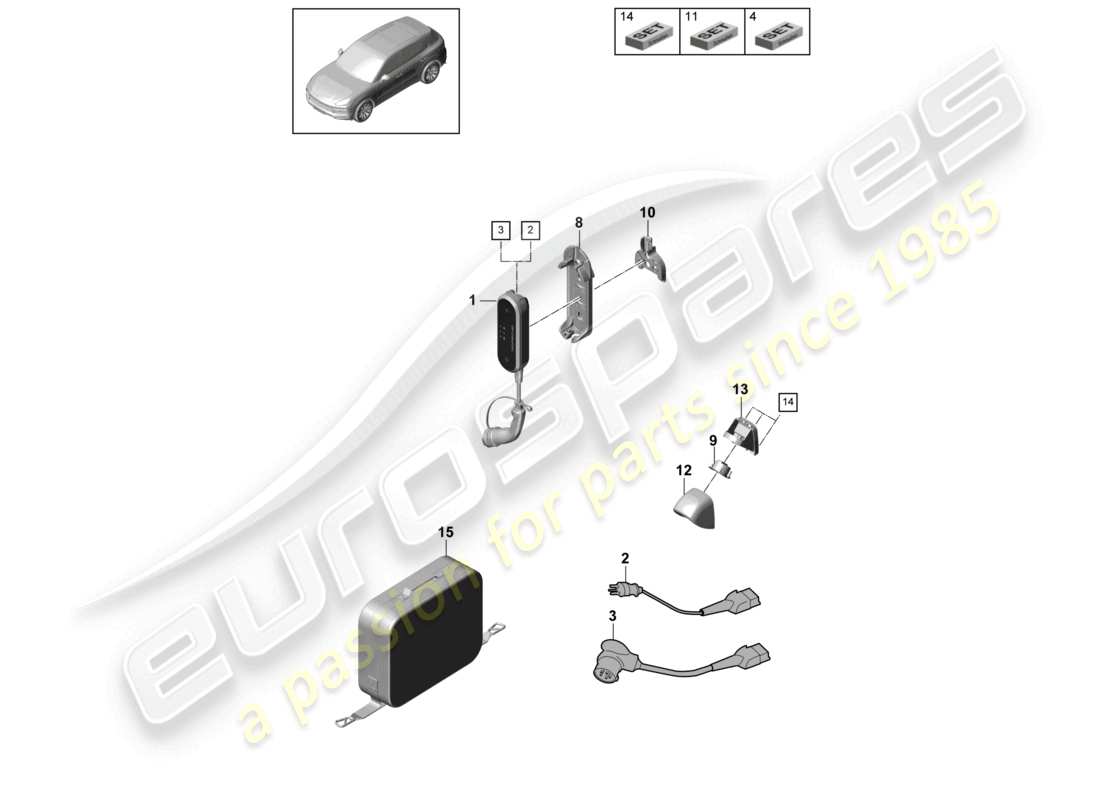 porsche 2024 (cayenne e3 9ya/9yb) charge cable for home charging 2nd generation for vehicles with hybrid drive porsche mobile charger part diagram