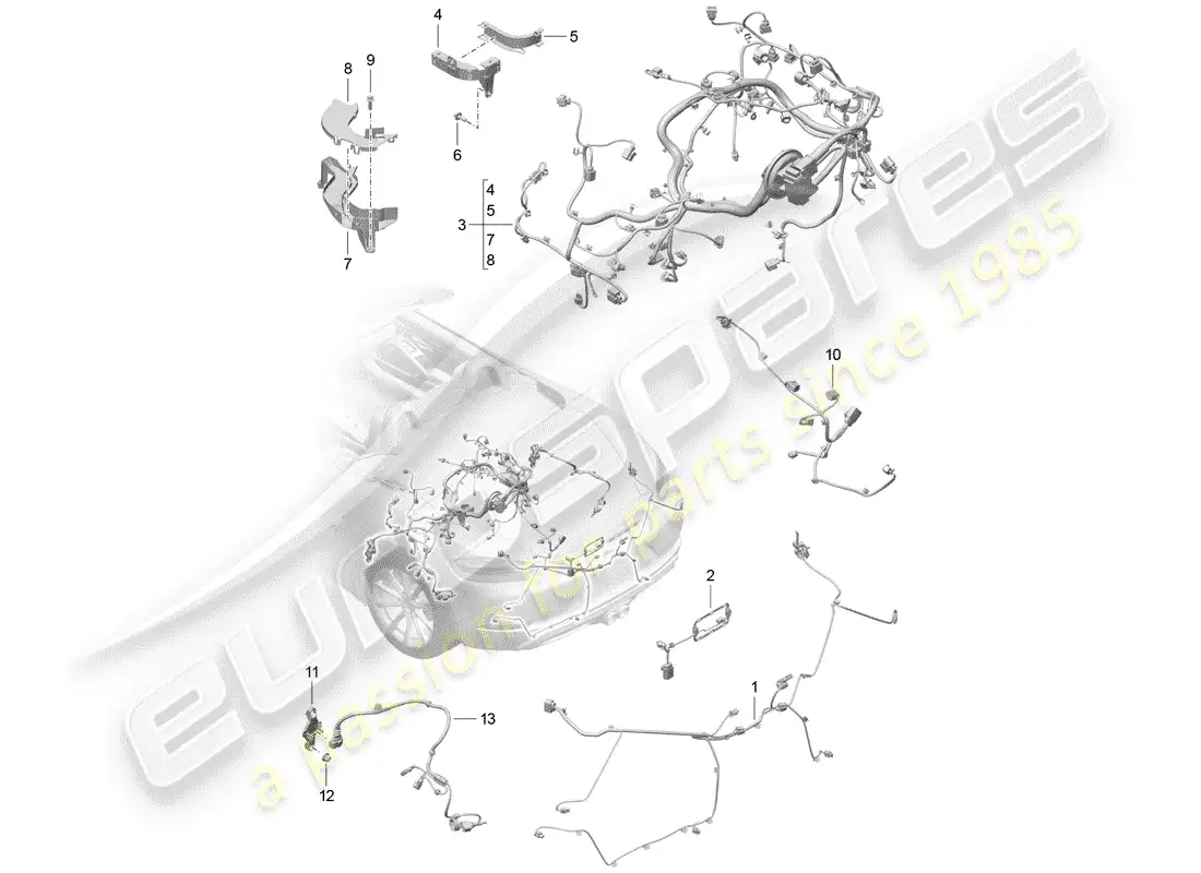 porsche 2017 (718 boxster) wiring harnesses parts diagram