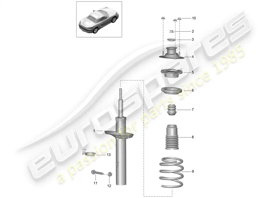porsche 2017 (718 boxster) shock absorber parts diagram