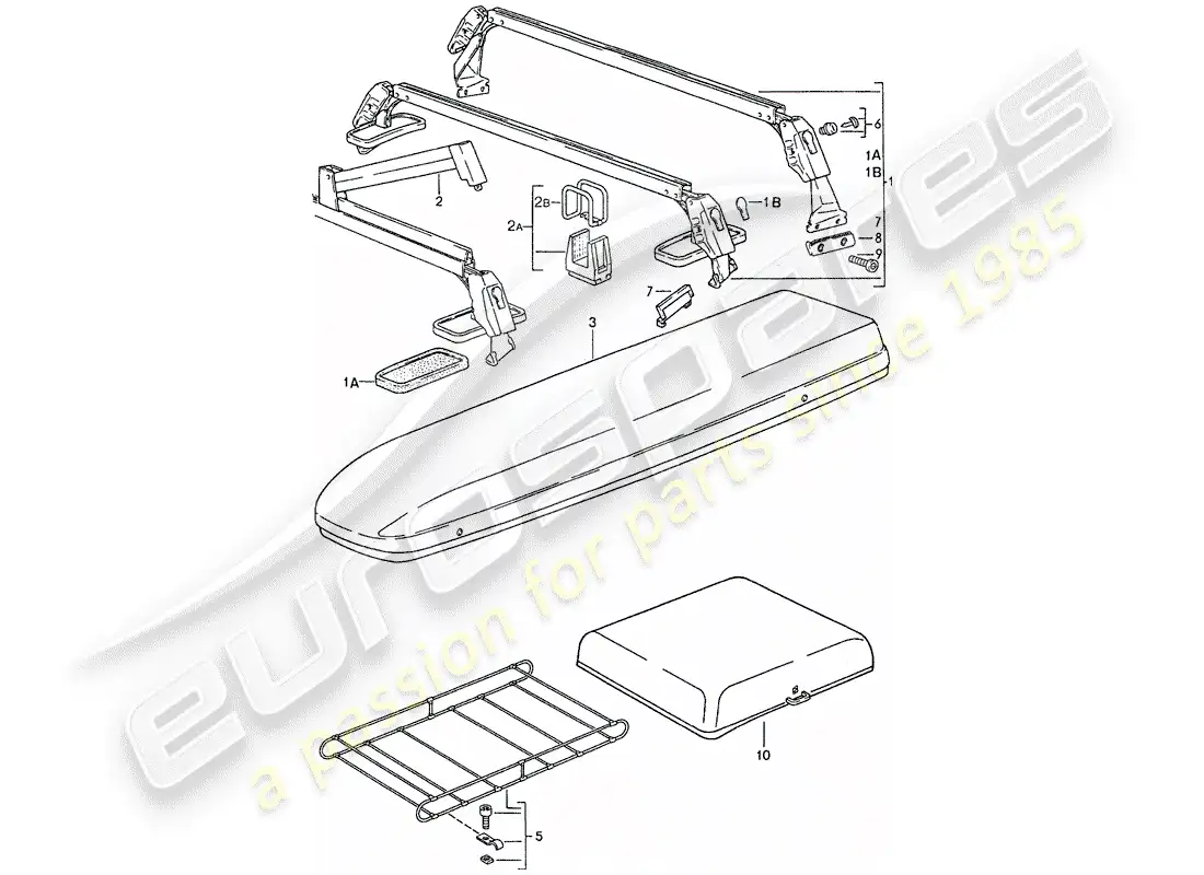 porsche 1990 (928) roof transport system parts diagram