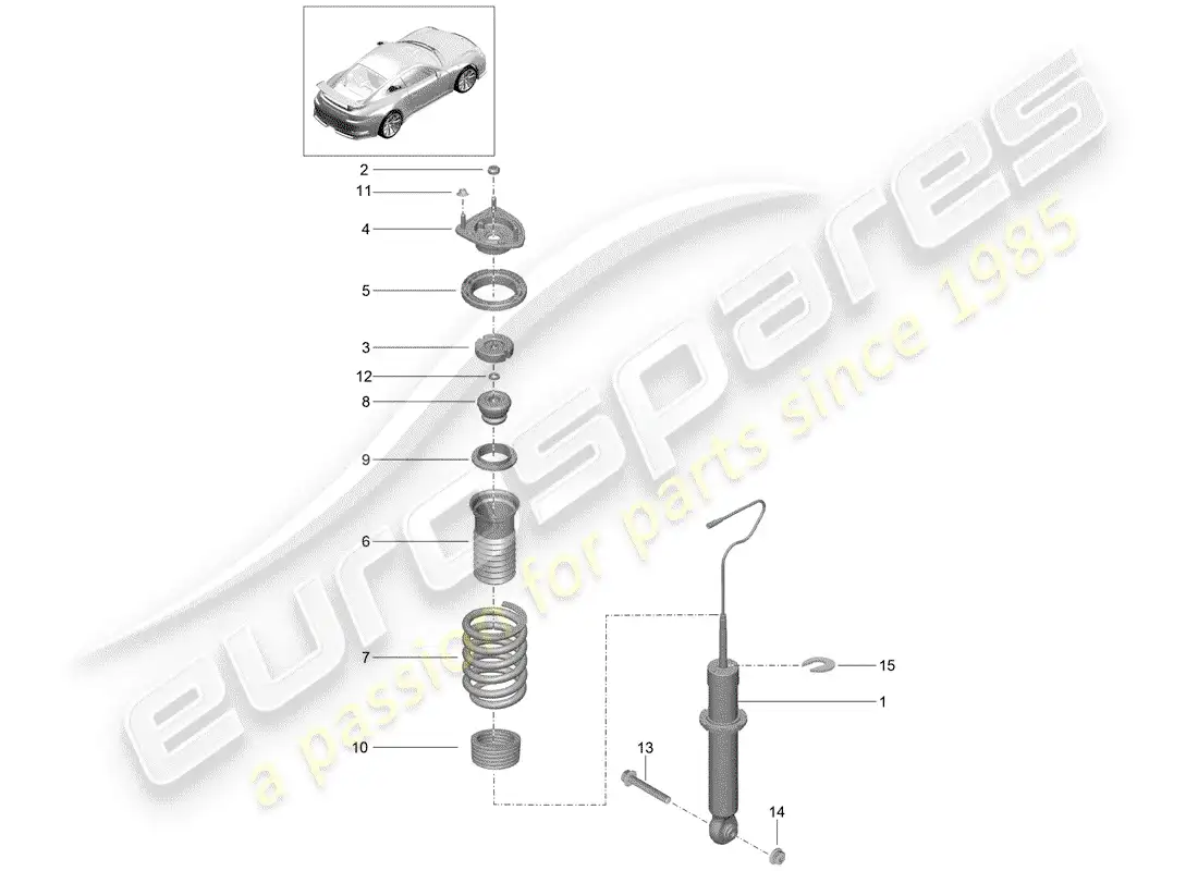 porsche 2018 (991-2 r/gt3/rs) shock absorber parts diagram