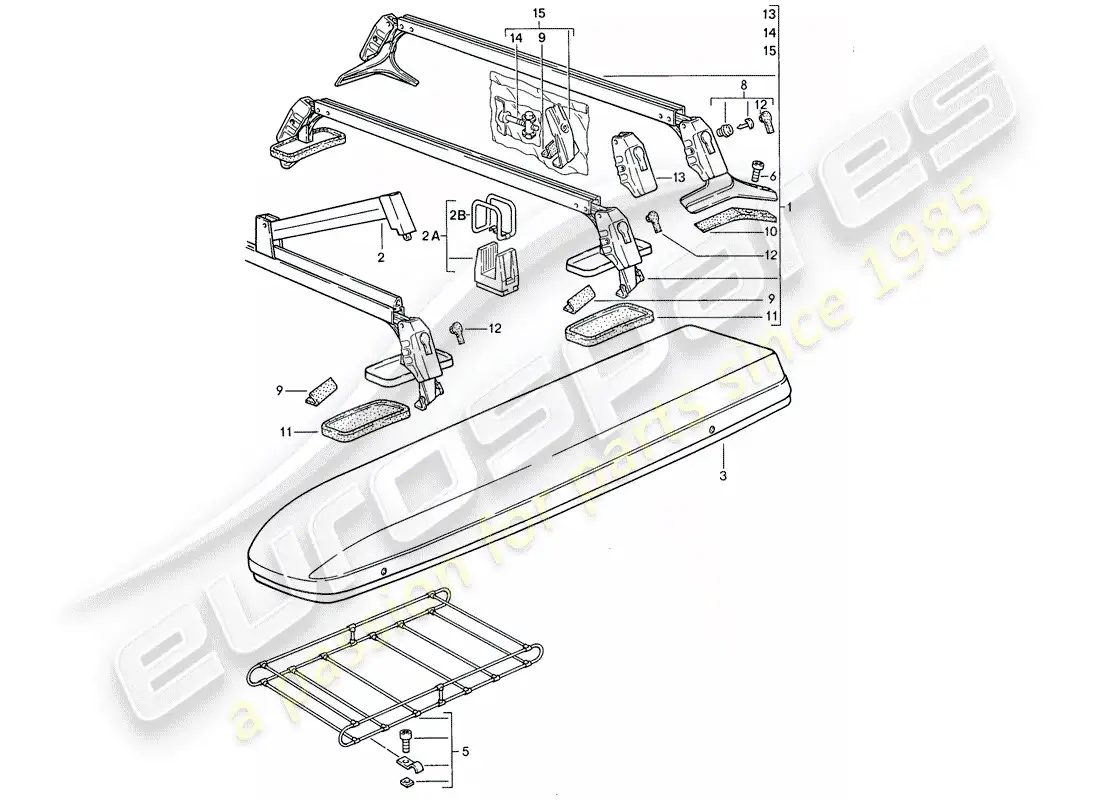 porsche 1986 (944) roof transport system parts diagram