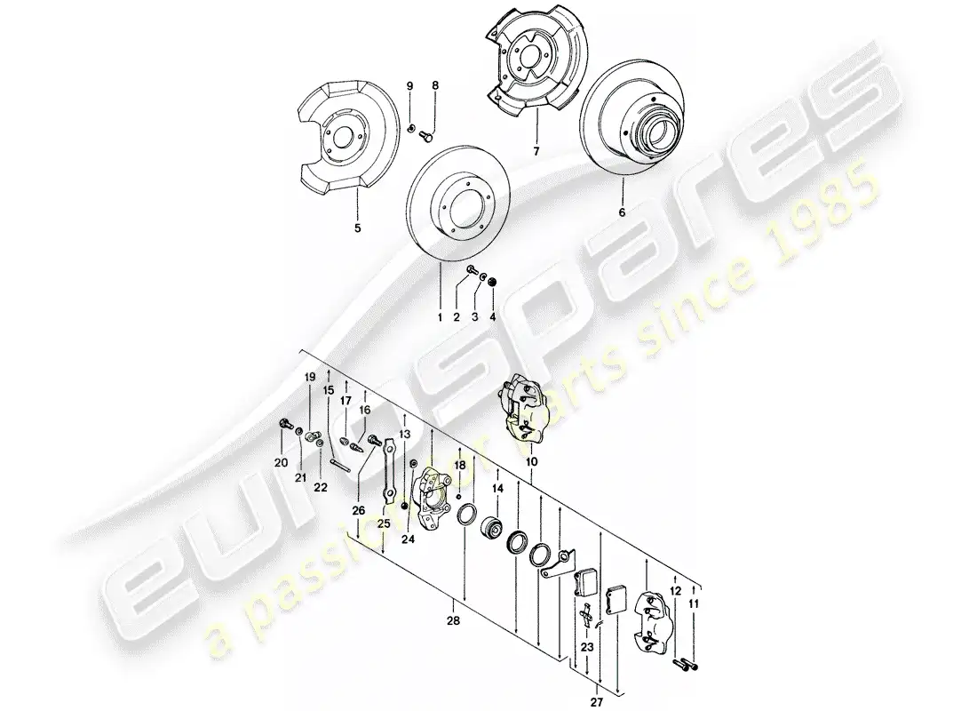 porsche 1976 (914) disc brakes parts diagram