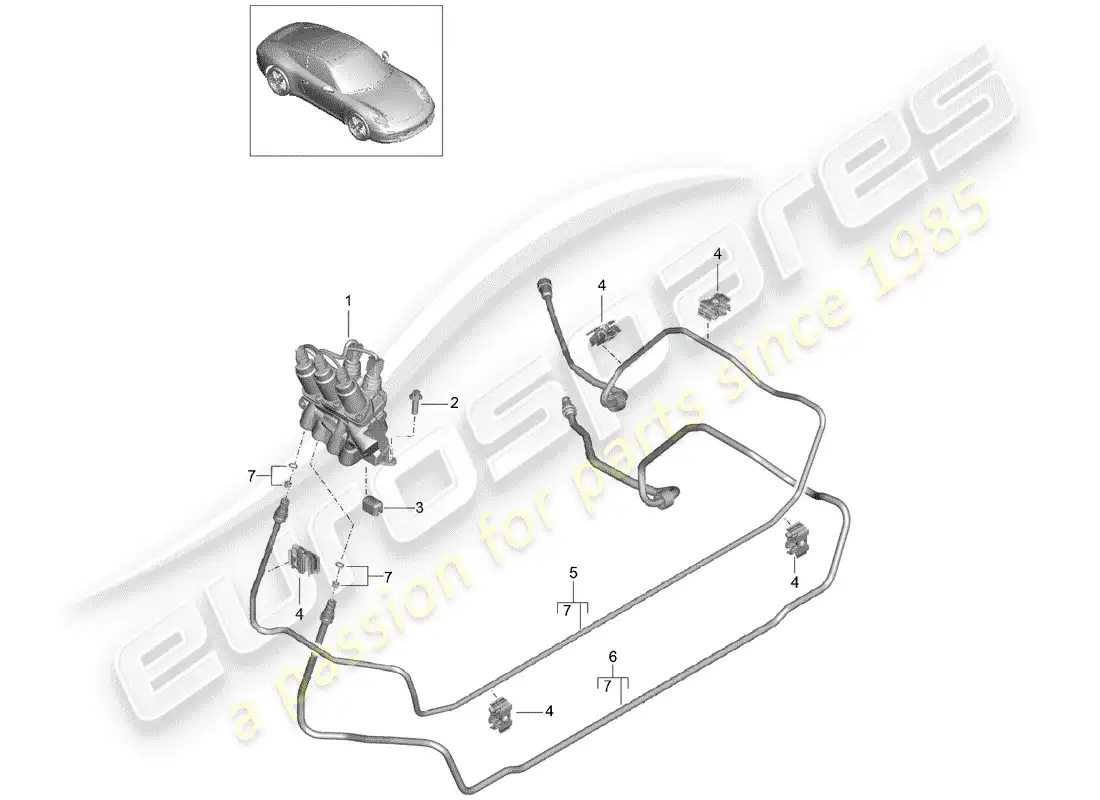 porsche 2013 (991-1) lines parts diagram