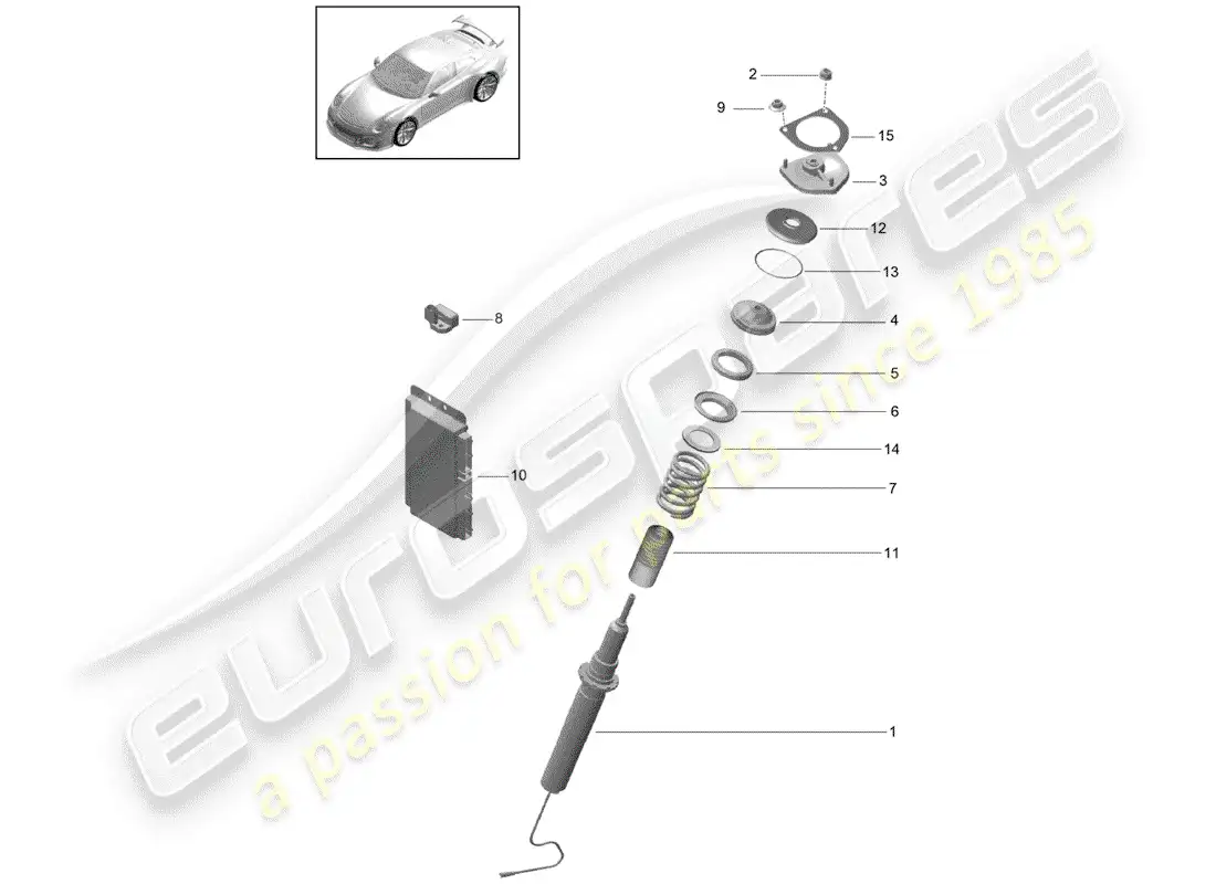 porsche 2019 (991-2 r/gt3/rs) vibration damper parts diagram