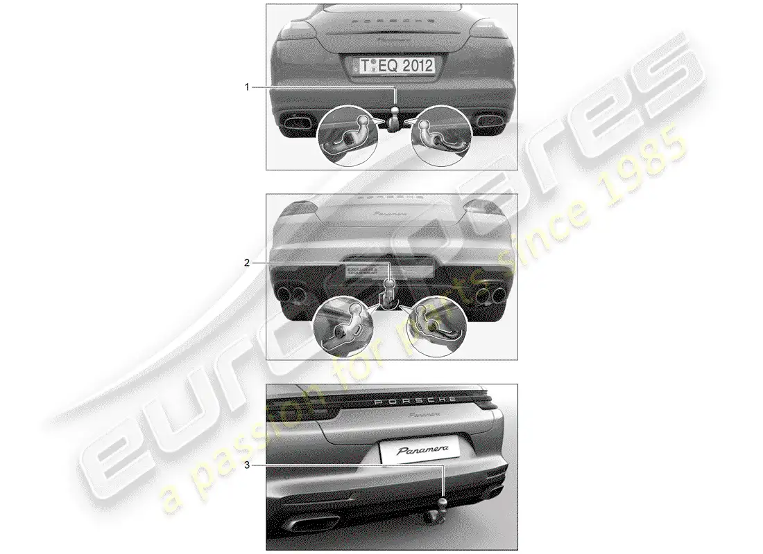 porsche 2016 (tequipment panamera) tow hitch parts diagram