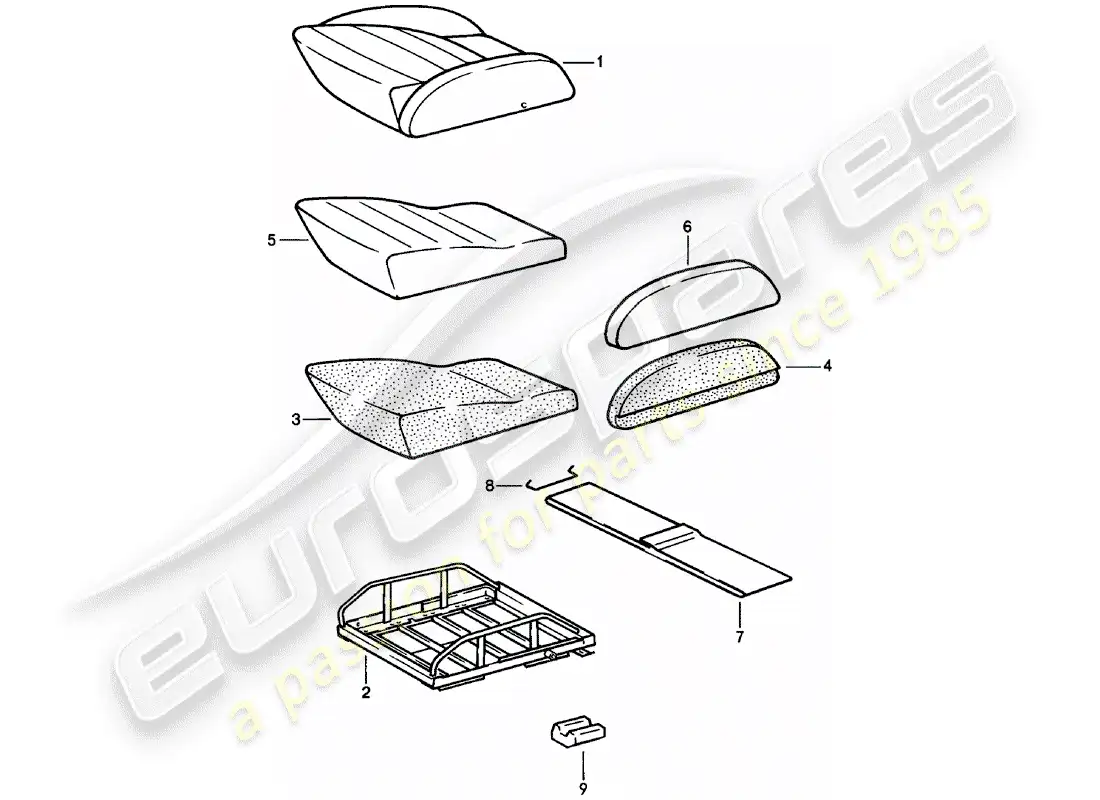 porsche 1980 (911) sports seat - seat cushion - single parts - d >> - mj 1980 parts diagram